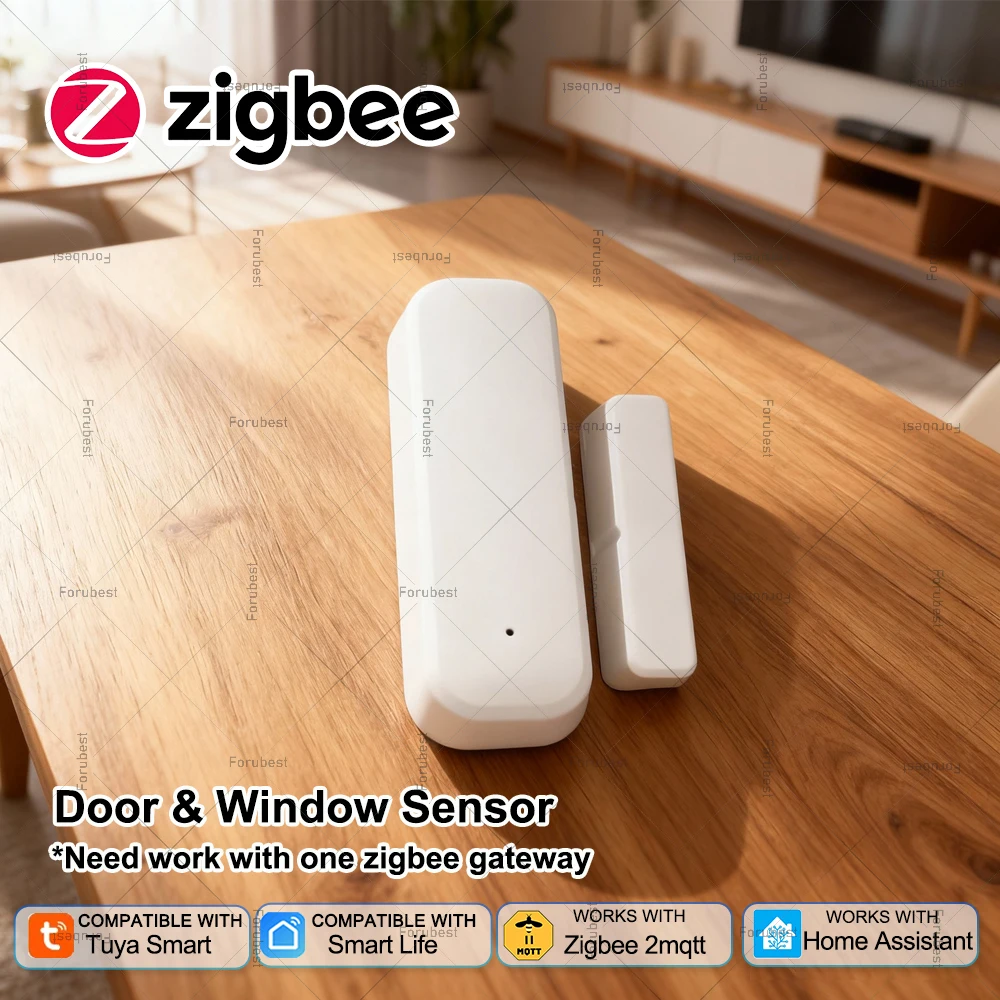 Tuya Zigbee Smart Door Sensor Contact Sensor Window Door Open Closed Detector Home Security Protection Device Works With Z2MQTT
