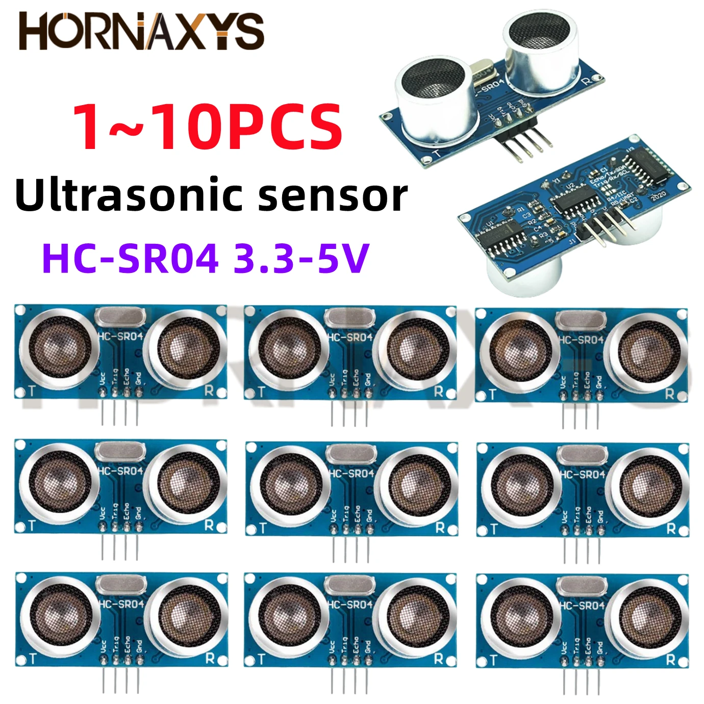 1-10PCS/Ultrasonic sensor HC-SR04 HCSR04 to world Wave Detector Ranging Module HC SR04 Distance Sensor For Arduino 3.3V-5V
