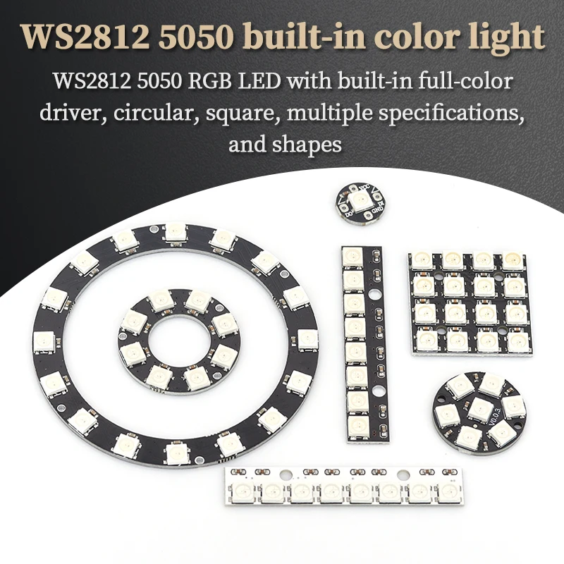 5V 1Bit 3 4Bit 7 8Bit 9 12Bit 16Bit 24Bit 32Bit 64 Bits WS2812 5050 RGB LED Ring Lamp Light + Integrated Drivers For Arduino Diy