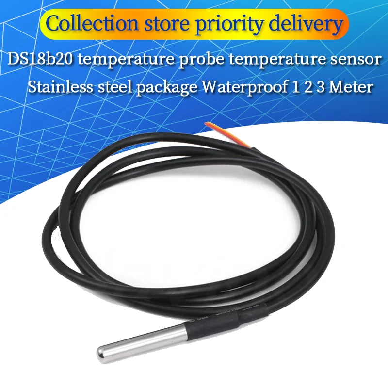 DS18b20 temperature probe temperature sensor 1M 2M 3M DS1820 Stainless steel package Waterproof 18B20 100cm/200cm/300cm