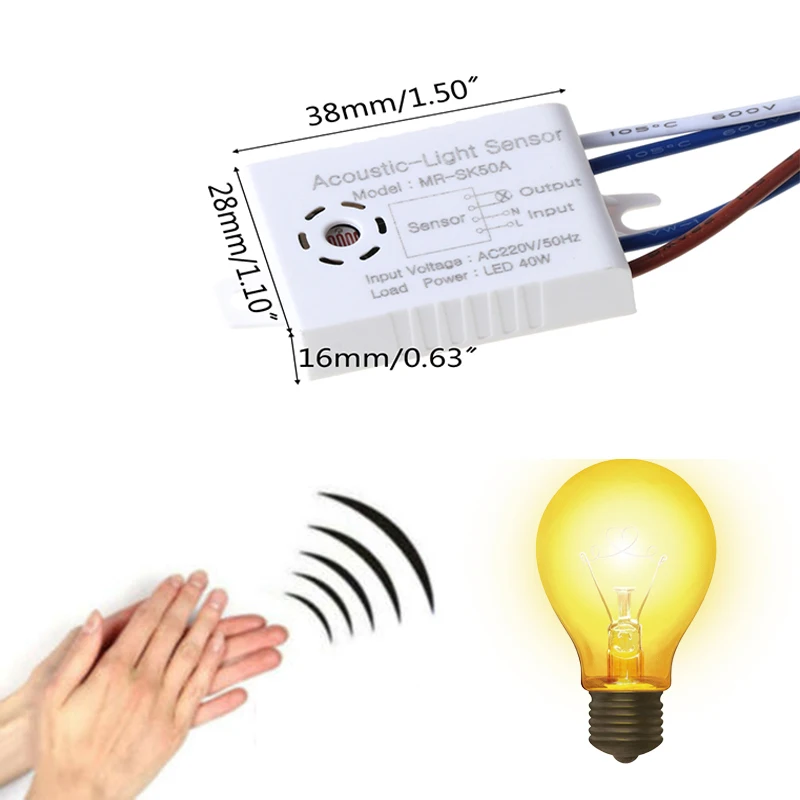 220V Intelligent Sound Voice Sensor Switch Module Detector Indoor Auto On Off Lights Switch Sound-Light Controlled Sensor Switch
