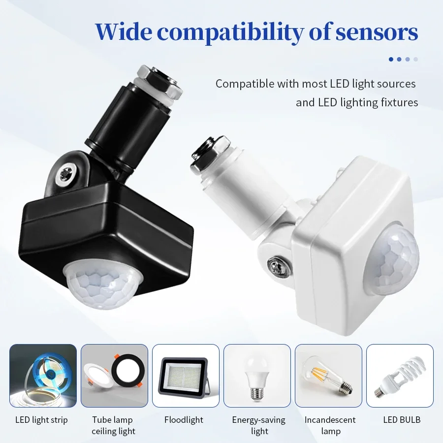AC110-240V Human Motion Sensor 120° Replacement PIR Motion Detector for Home Adjustable Time Detection Range Light Switch Sensor